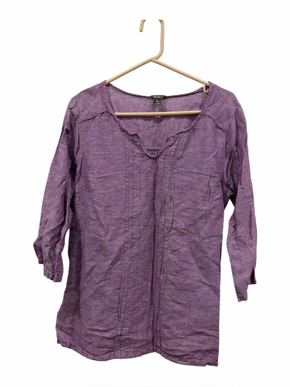 Eddie Bauer Purple Pintuck Peasant Tunic